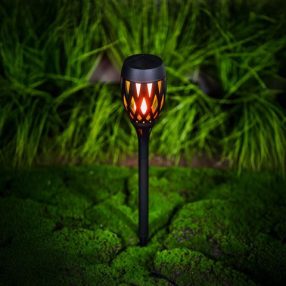 LED-es szolár lámpa - lángeffekt - leszúrható/fali