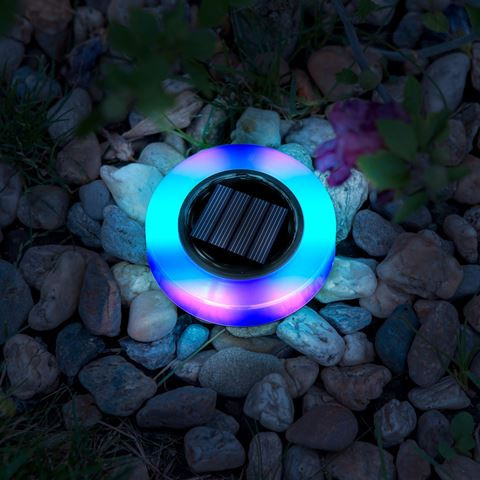 LED-es leszúrható szolár lámpa - kör alakú - RGB színes LED