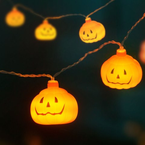 Halloween-i LED-es fényfüzér - tök - 12 LED