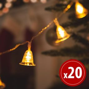   LED fényfüzér - csengettyű - 20 LED - 2,3 méter - melegfehér