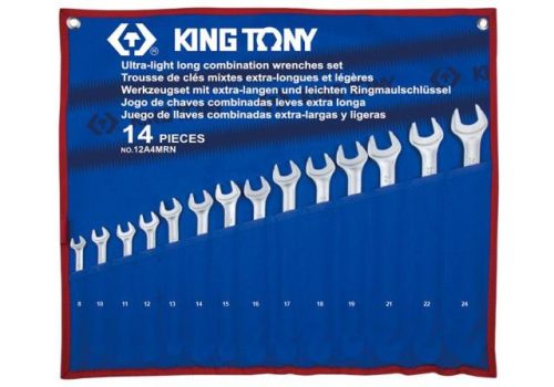KING TONY Csillag-villáskulcs készlet, hosszú  8-24 mm 14 r.